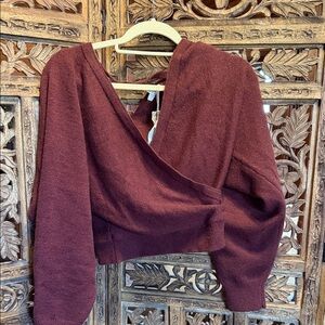 Women's Burgundy Wrap Knit Sweater